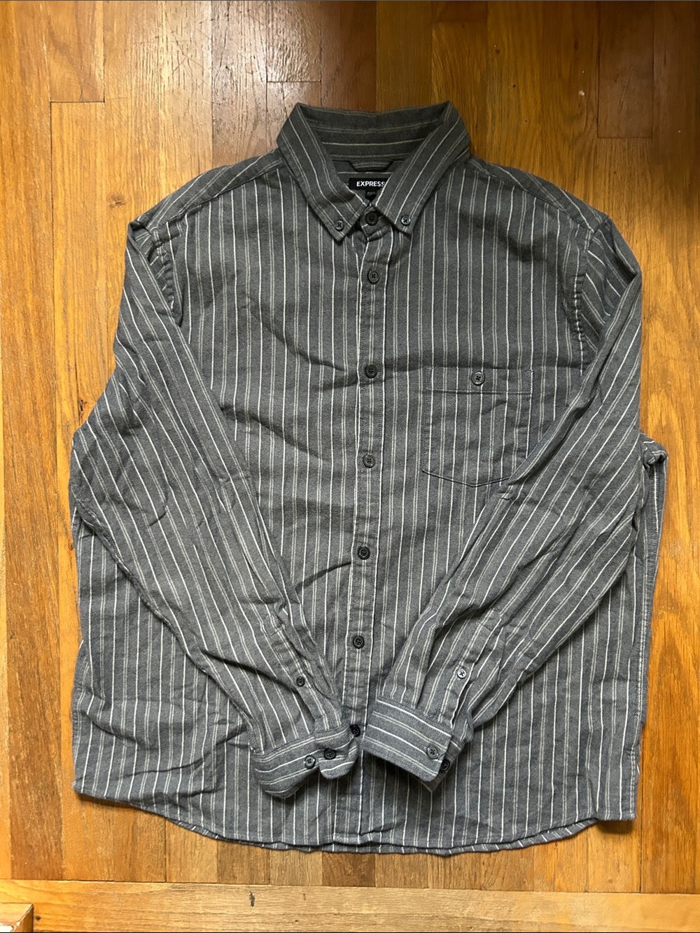 Express Men's Gray Pinstripe Button-Down Shirt